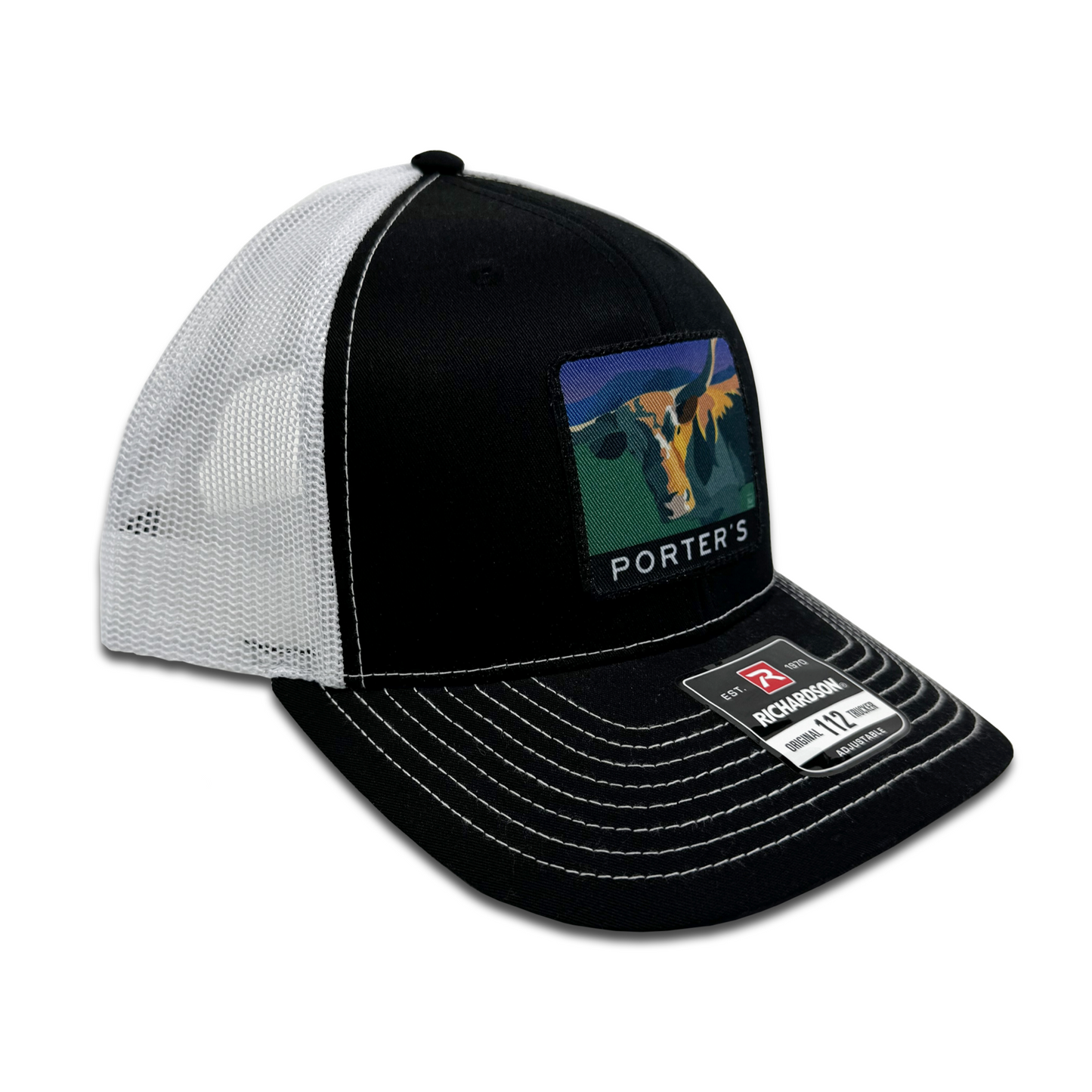 Porter's Longhorn Hat - Black/White