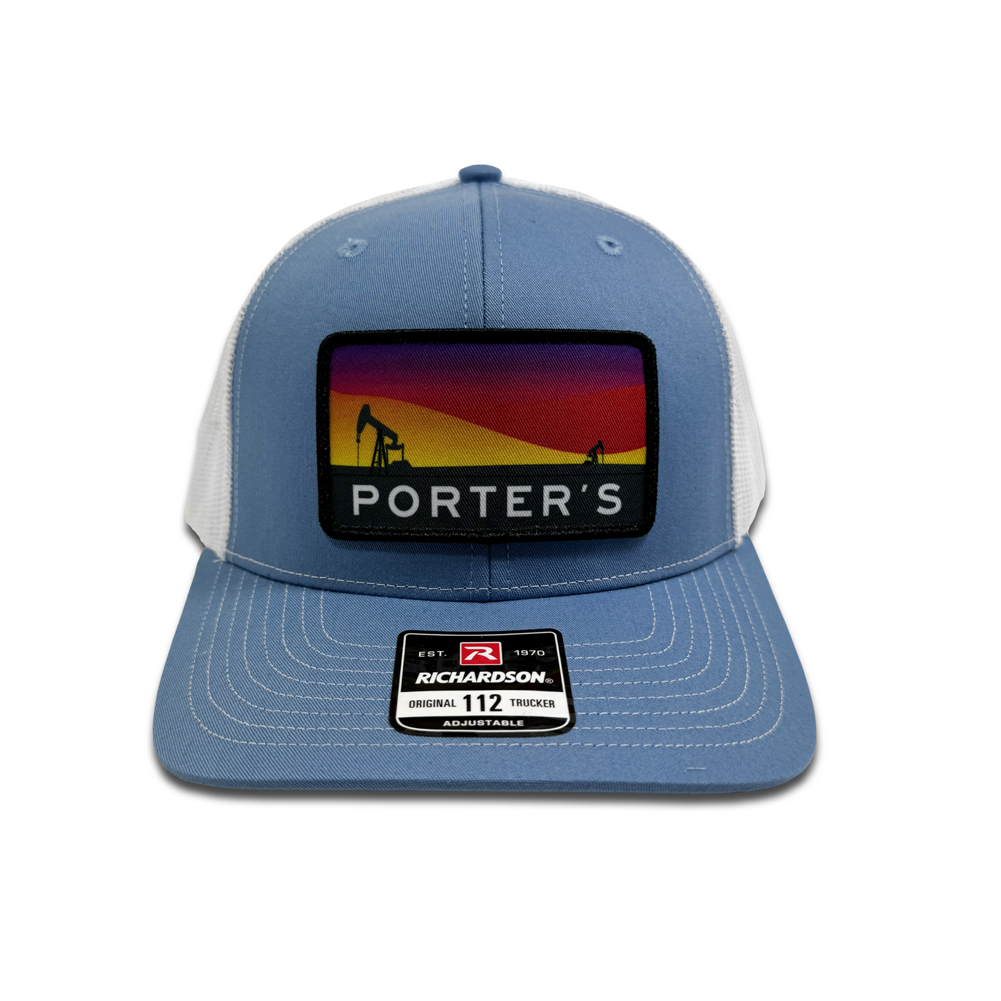 Porter's Pump Jack Sunset Hat - Columbia Blue/White