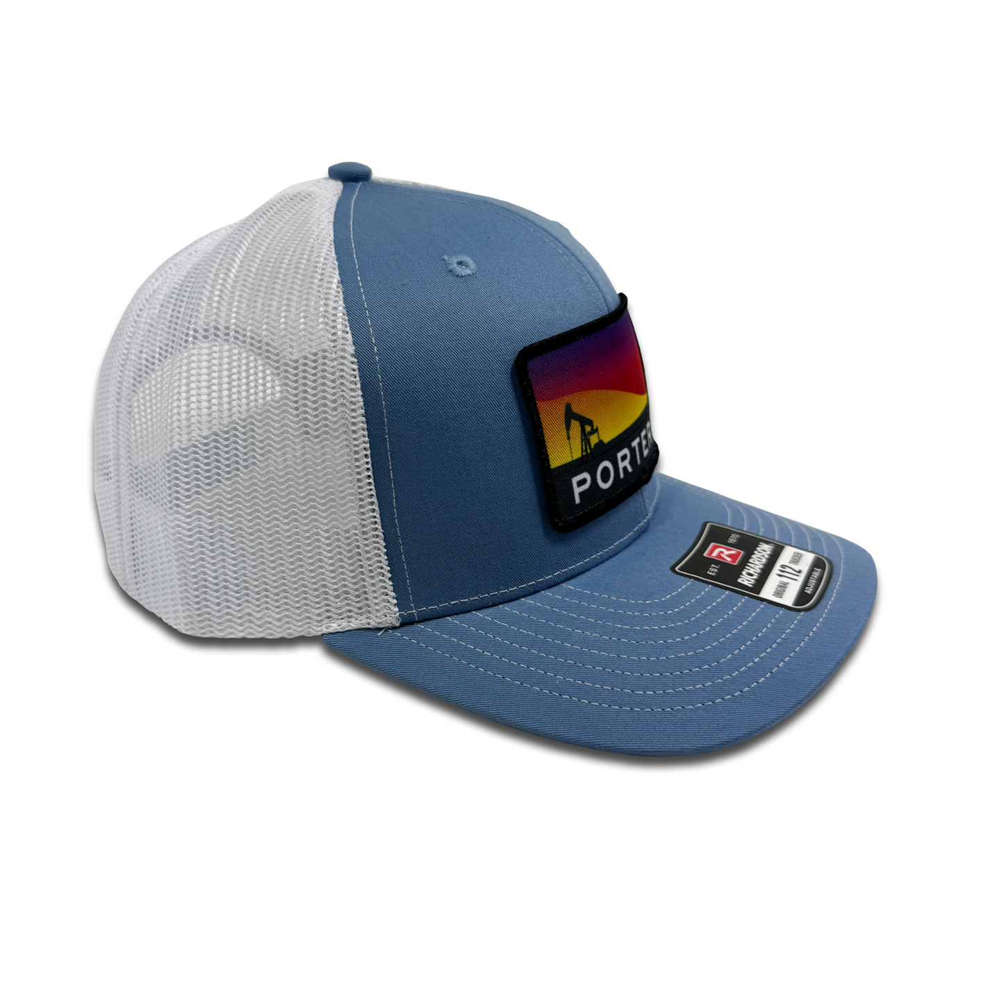 Porter's Pump Jack Sunset Hat - Columbia Blue/White