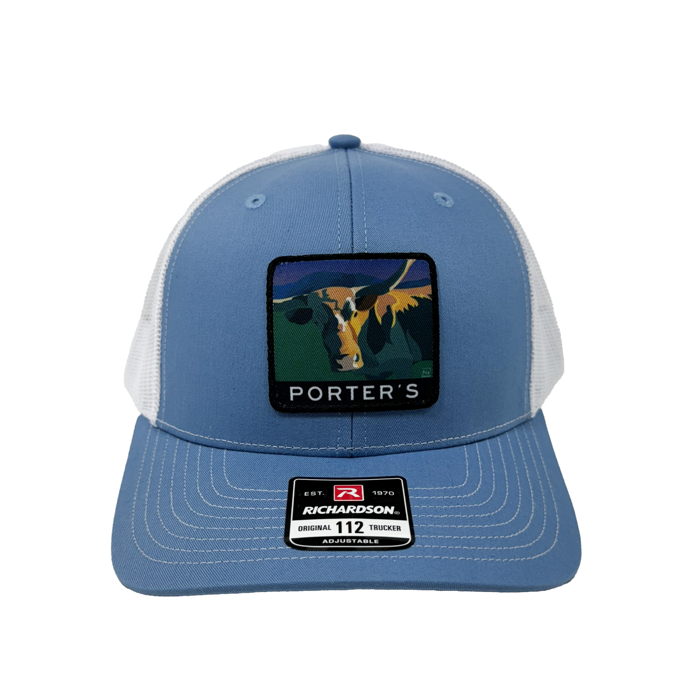 Porter's Longhorn Hat - Columbia Blue/White