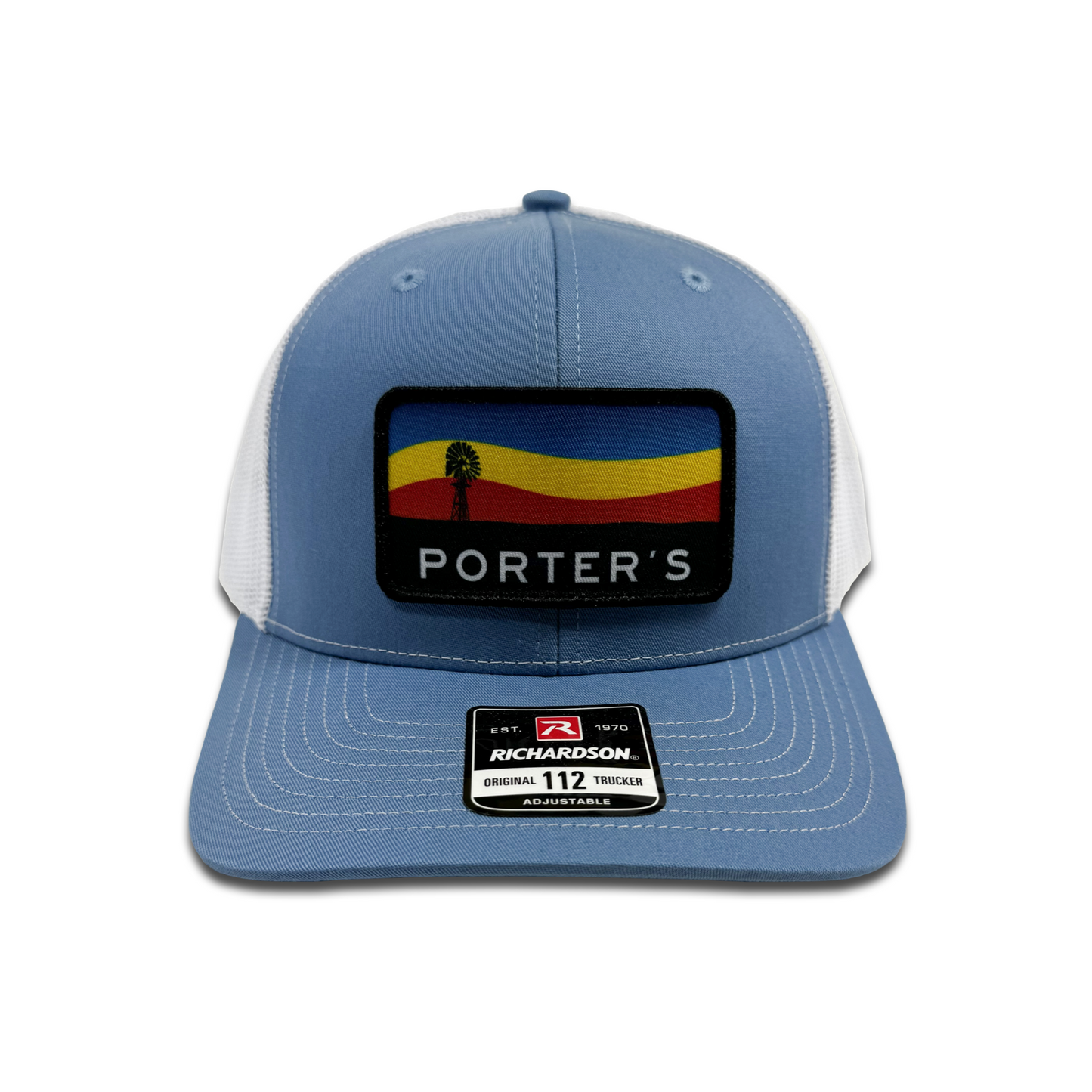Porter's Windmill Sunset Hat - Columbia Blue/White