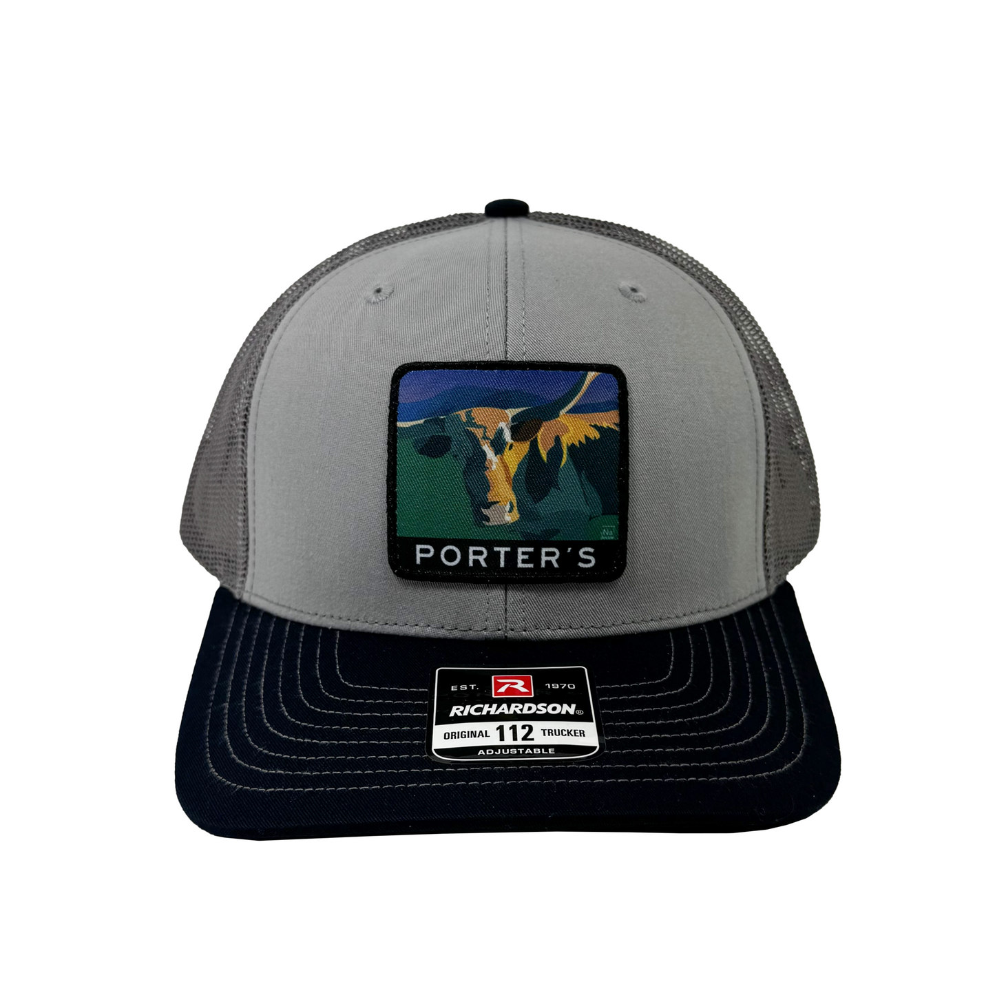 Porter's Longhorn Hat - Tri-Color: Grey/Charcoal/Navy