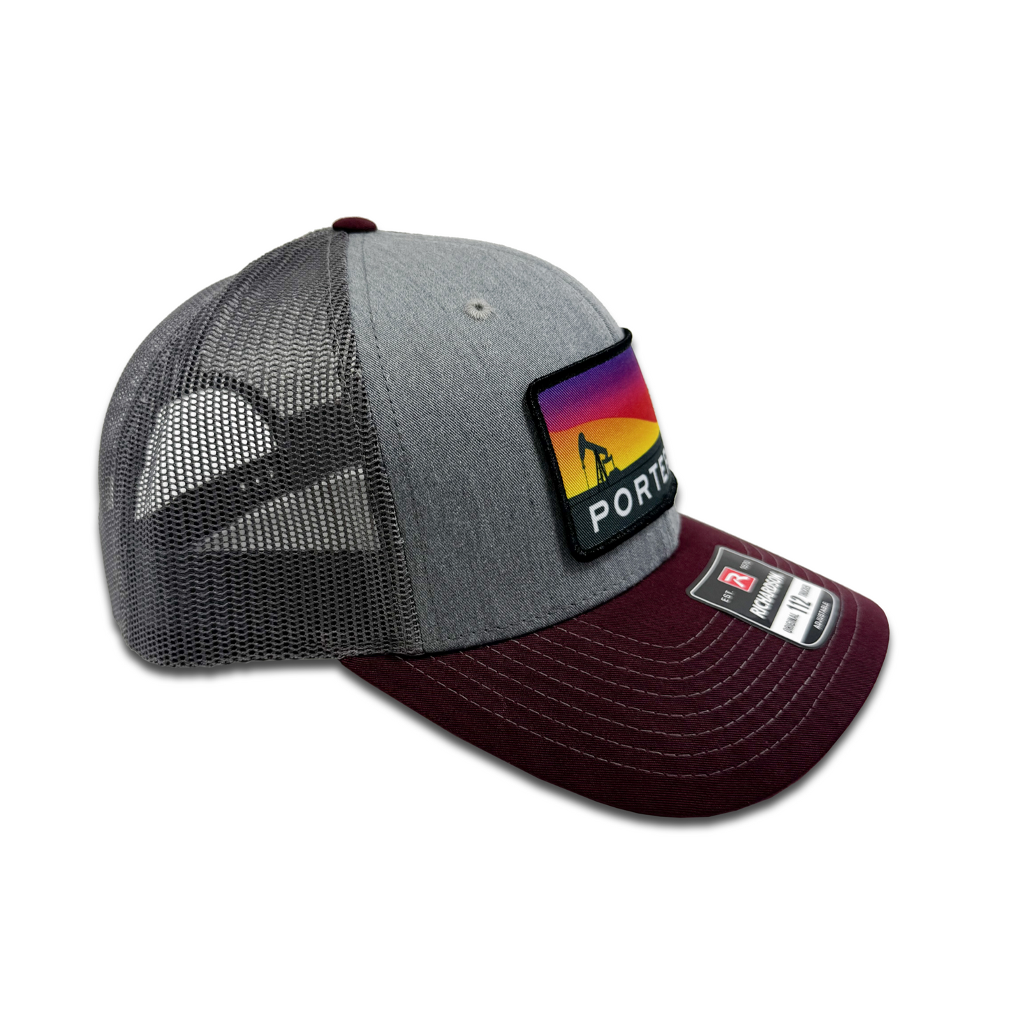 Porter's Pump Jack Sunset Hat - Tri-Color: Heather Grey/Charcoal/Maroon