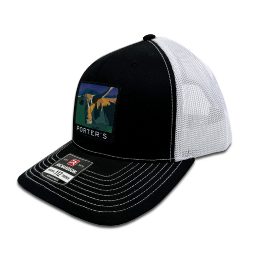 Porter's Longhorn Hat - Black/White