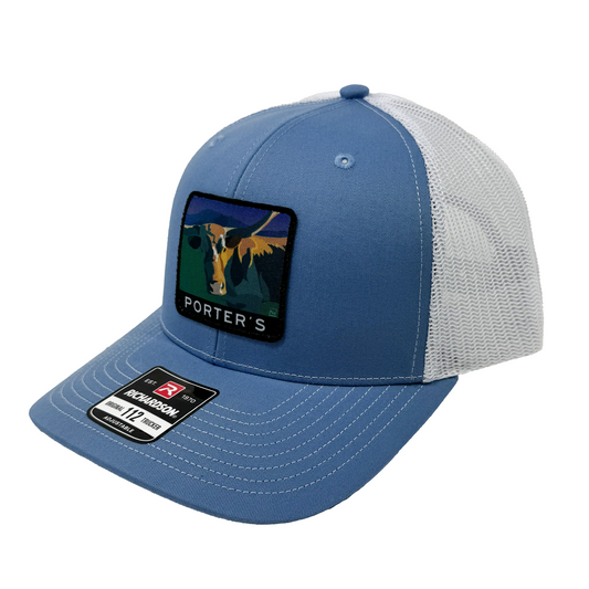 Porter's Longhorn Hat - Columbia Blue/White