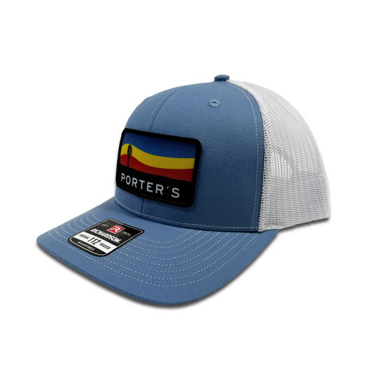 Porter's Windmill Sunset Hat - Columbia Blue/White