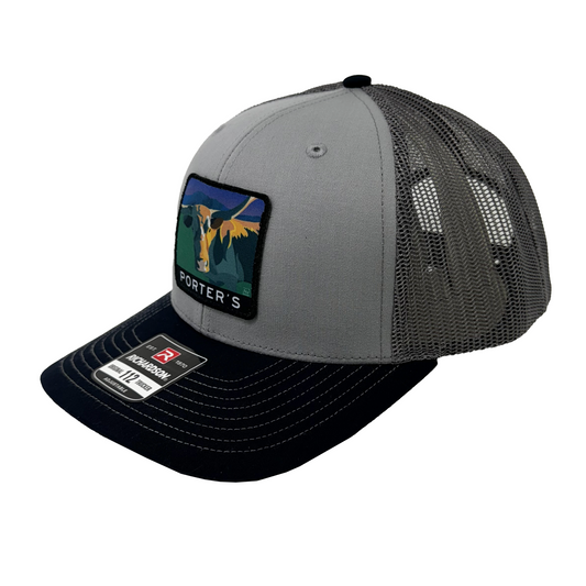 Porter's Longhorn Hat - Tri-Color: Grey/Charcoal/Navy