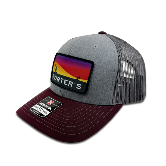 Porter's Pump Jack Sunset Hat - Tri-Color: Heather Grey/Charcoal/Maroon